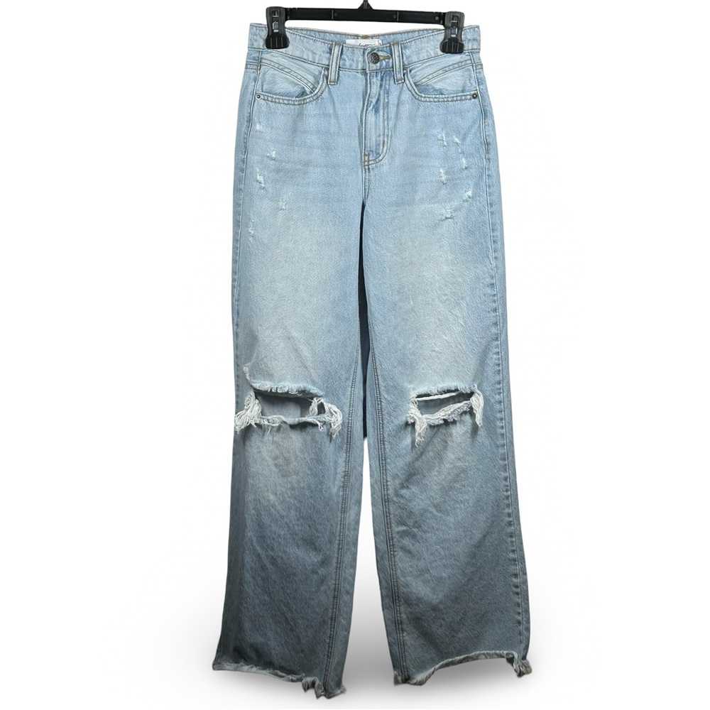 Carly Jean High Rise Wide Leg Jeans Size 3 Casual Trendy Designer Distressed
